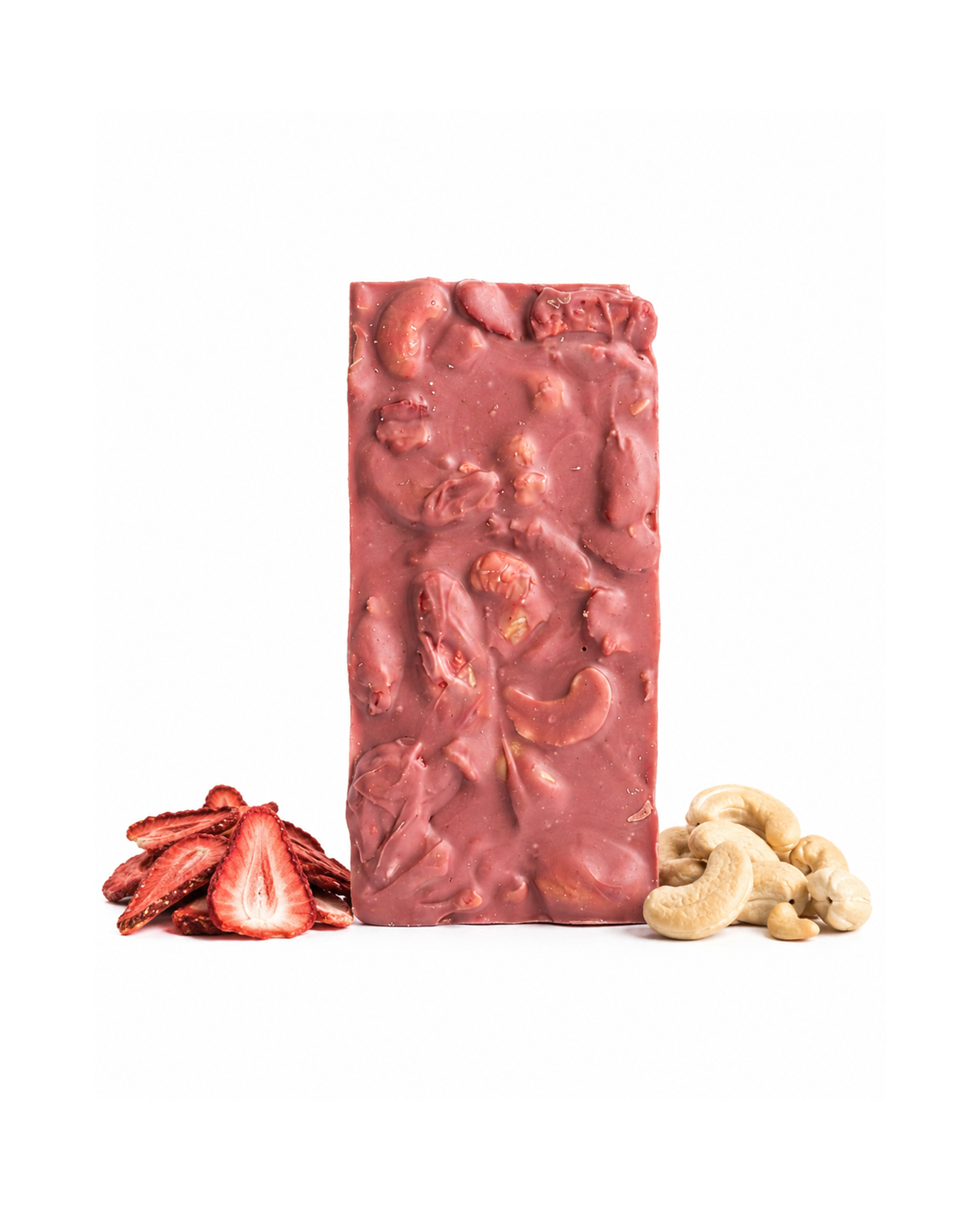Ruby Çikolatalı Kırma Çikolata – Kaju ve Freeze-Dried Çilekli